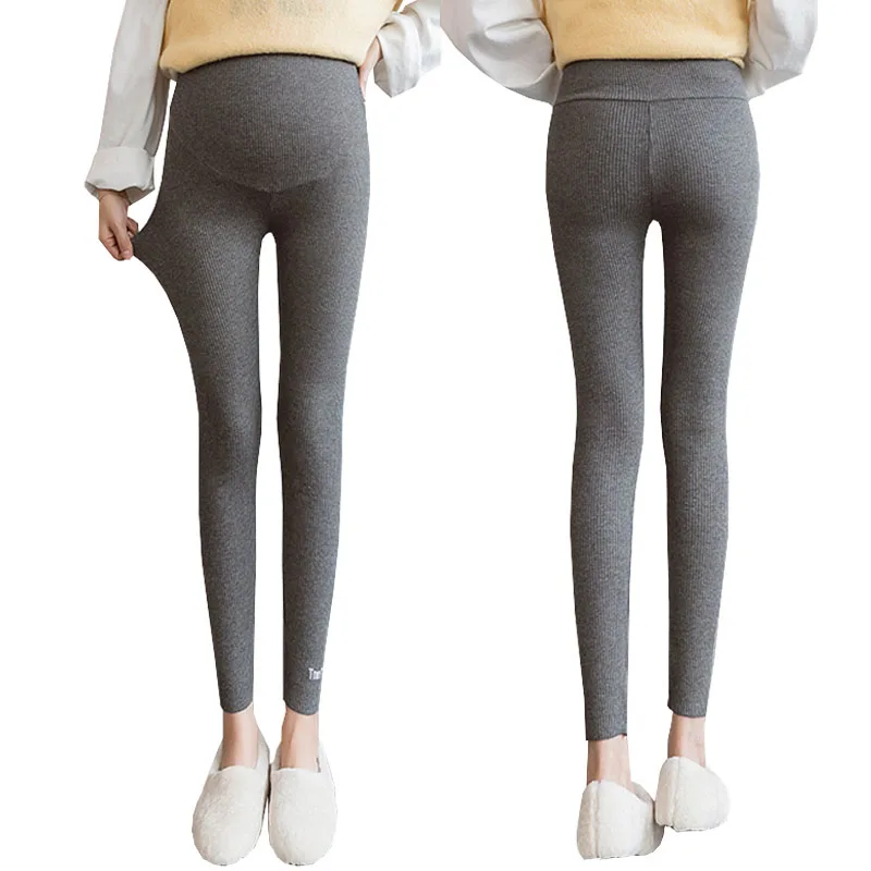 Обтягивающие эластичные леггинсы в рубчик штаны для беременных женщин одежда с