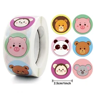 500pcsroll cute animal stickers for kids 1 inch reward sticker scrapbooking for gift decor envelope sealing stationery stickers