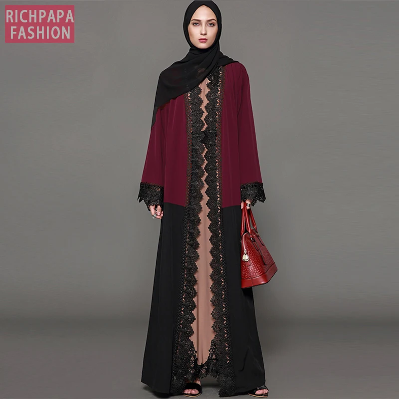 Кафтан Дубай Малайзия кружева кимоно кардиган Абая для женщин мусульманский