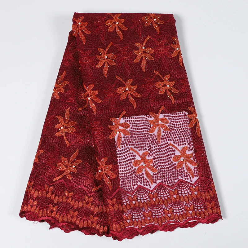 Новейшая белая африканская кружевная ткань высокого качества вышитая