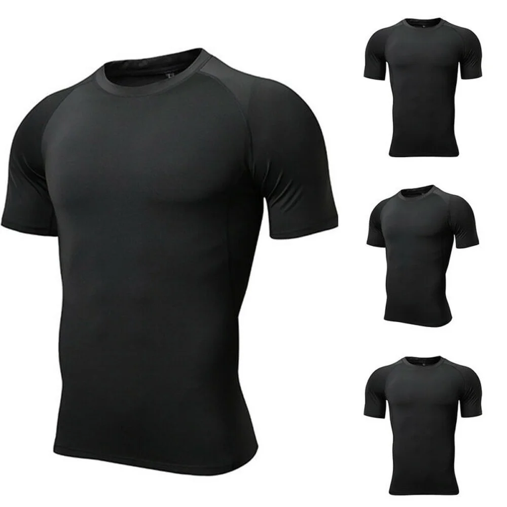 

Mens T-Shirt Compression Fitness Running Sportswear Quick Dry Short Sleeve Tops