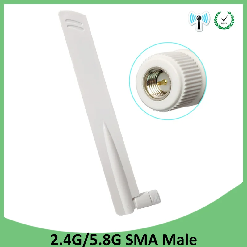 Grandwisdom 5pcs 2.4GHz 5GHz 5.8Ghz Dual Band wifi Antenna 8dBi SMA Male Connector wi fi Antena aerial wireless router antenne