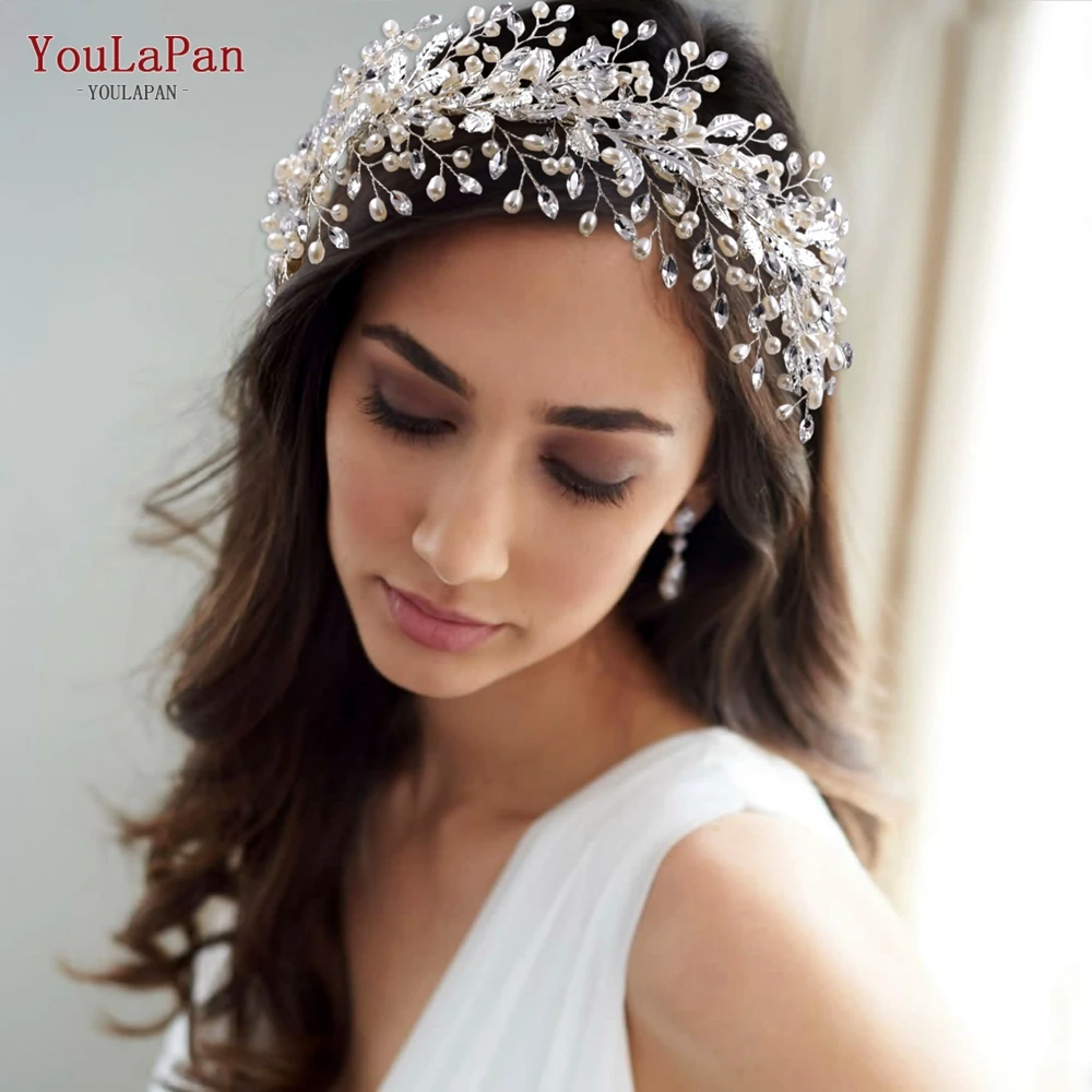 TOPQUEEN HP322 Bridal Headpieces Wedding Rhinestone Hair Accessories Pearl Headband Jewelry Tiara and Crown | Украшения и