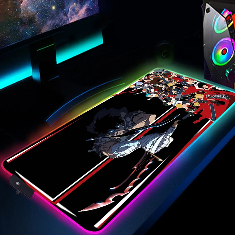 

RGB коврик для мыши, коврик для мыши с выравниванием для игры в аниме, большой светодиодный черный резиновый коврик для мыши, коврик для клави...
