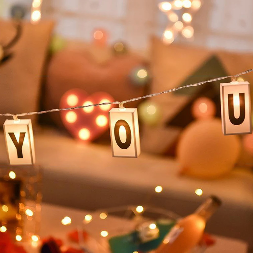 

Light Box Led String Light DIY Letter Combination Table Lights Battery Powered 1.5m 10LED 3m 20LED Christmas Wedding Decoration