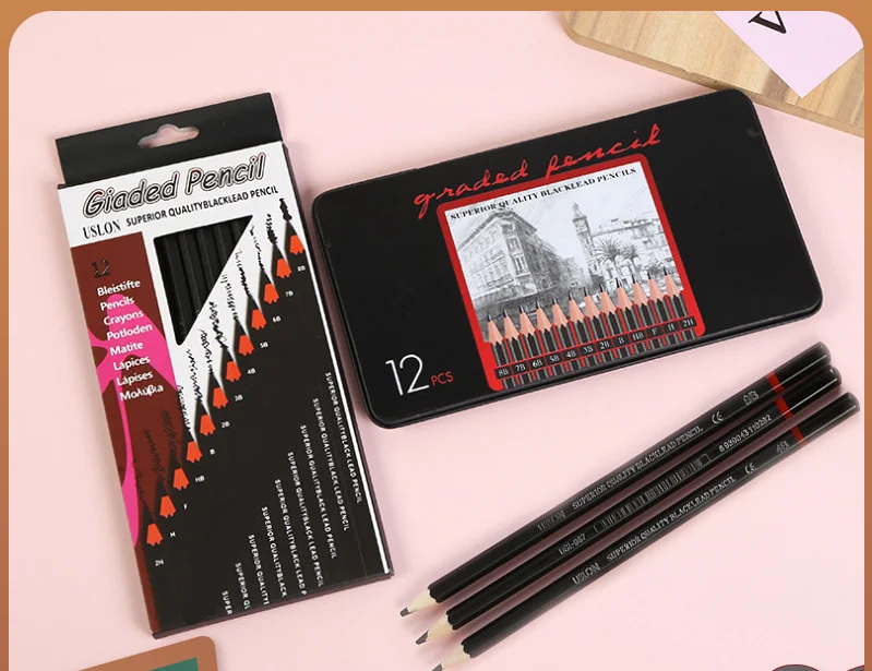 

12 шт., набор железных карандашей HB 2H 2B для рисования