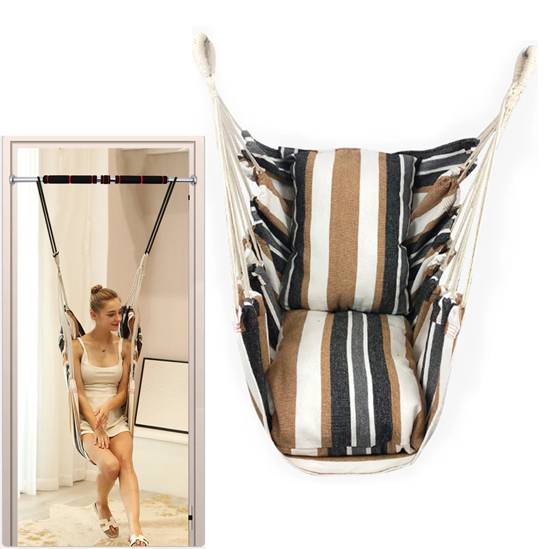 en Ucuz Hamak Taşınabilir Plaj Sandalyesi Asılı Halat Sandalye Salıncak Sandalye Koltuk Yetişkinler Ile Bahçe Hamak Desteği Kapalı Açık