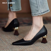 vintage bride heels shoes woman heels 2021 spring genuine leather high heels pumps for women party basic women shoes shoes women