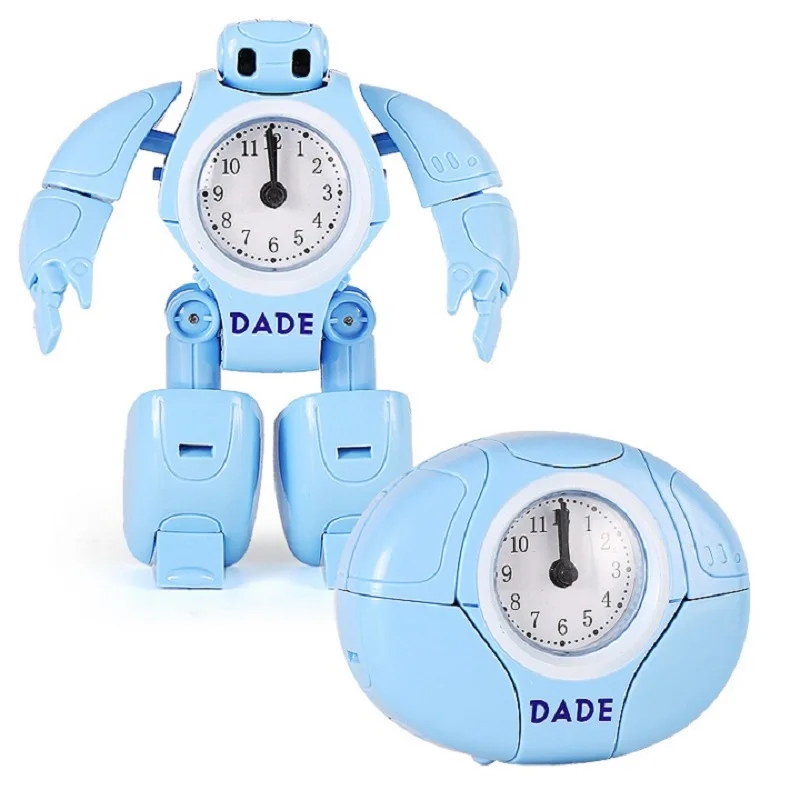 

Child Robot Alarm Clock Kid Toy Deformation Robot Table Clocks 2 Model Shape Creative Cartoon Desk Clock Students Kids Gift