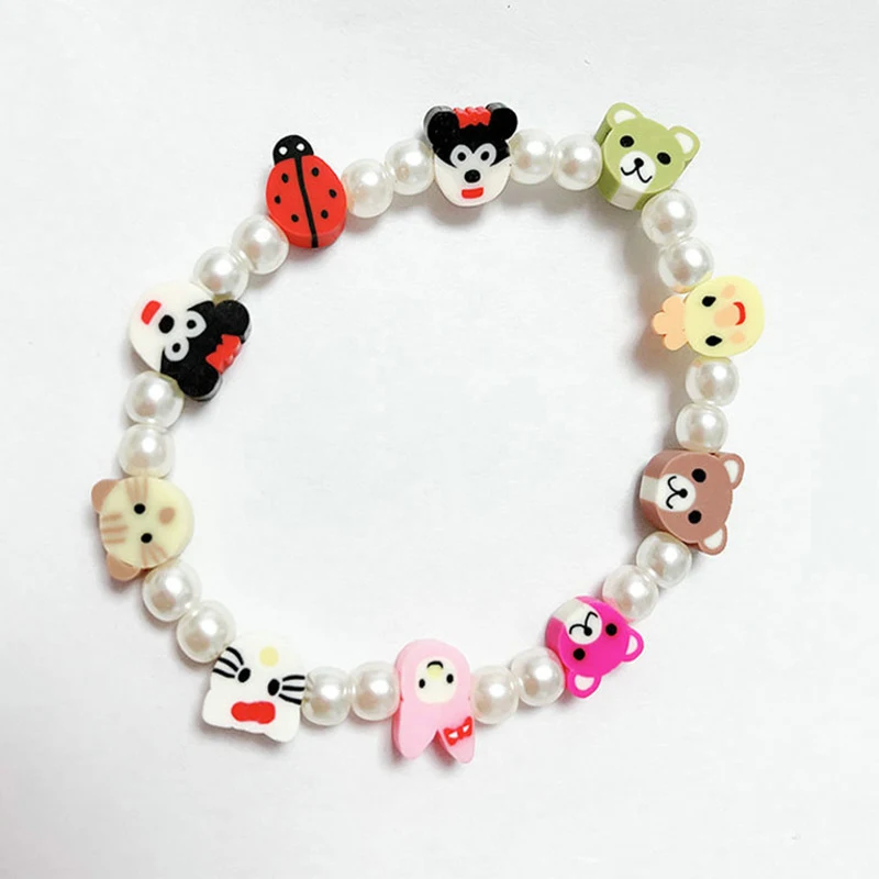 Милый маленький свежий Круглый браслет из полимерной глины с улыбкой для женщин