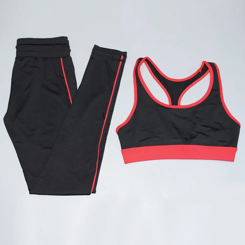 

Yoga Suit Tight Pure Color Stitching Moisture Absorbing Sweating Sports Bra Wear Running Jogging Suits For Women Gym Clothing