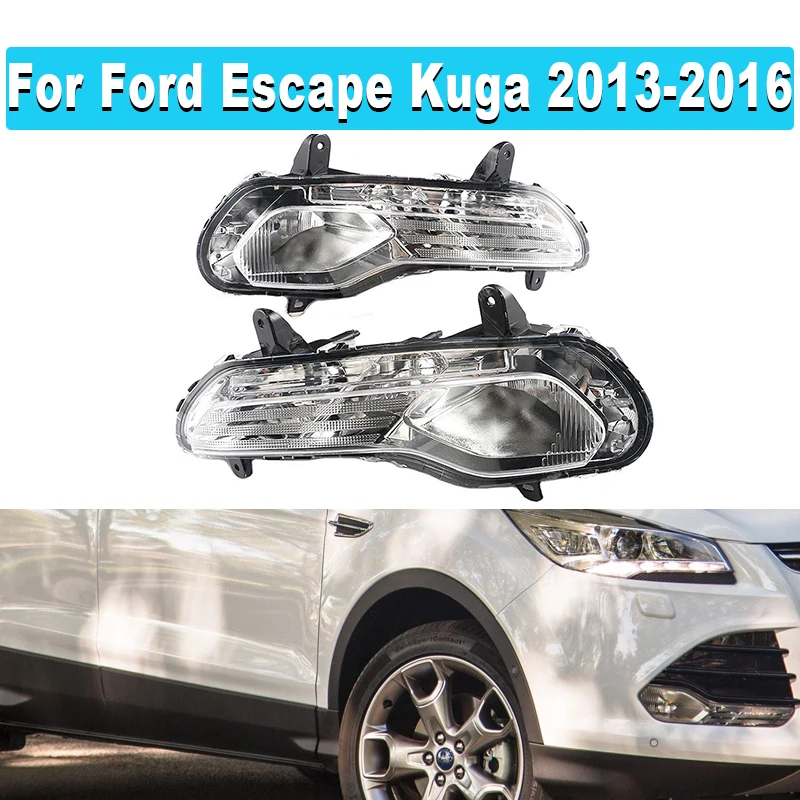 

12V Car Fog Lights Halogen Fog Lights For Ford Escape Kuga 2013-2016 Headlights Halogen Fog Lights Headlights DRL Driving Lights
