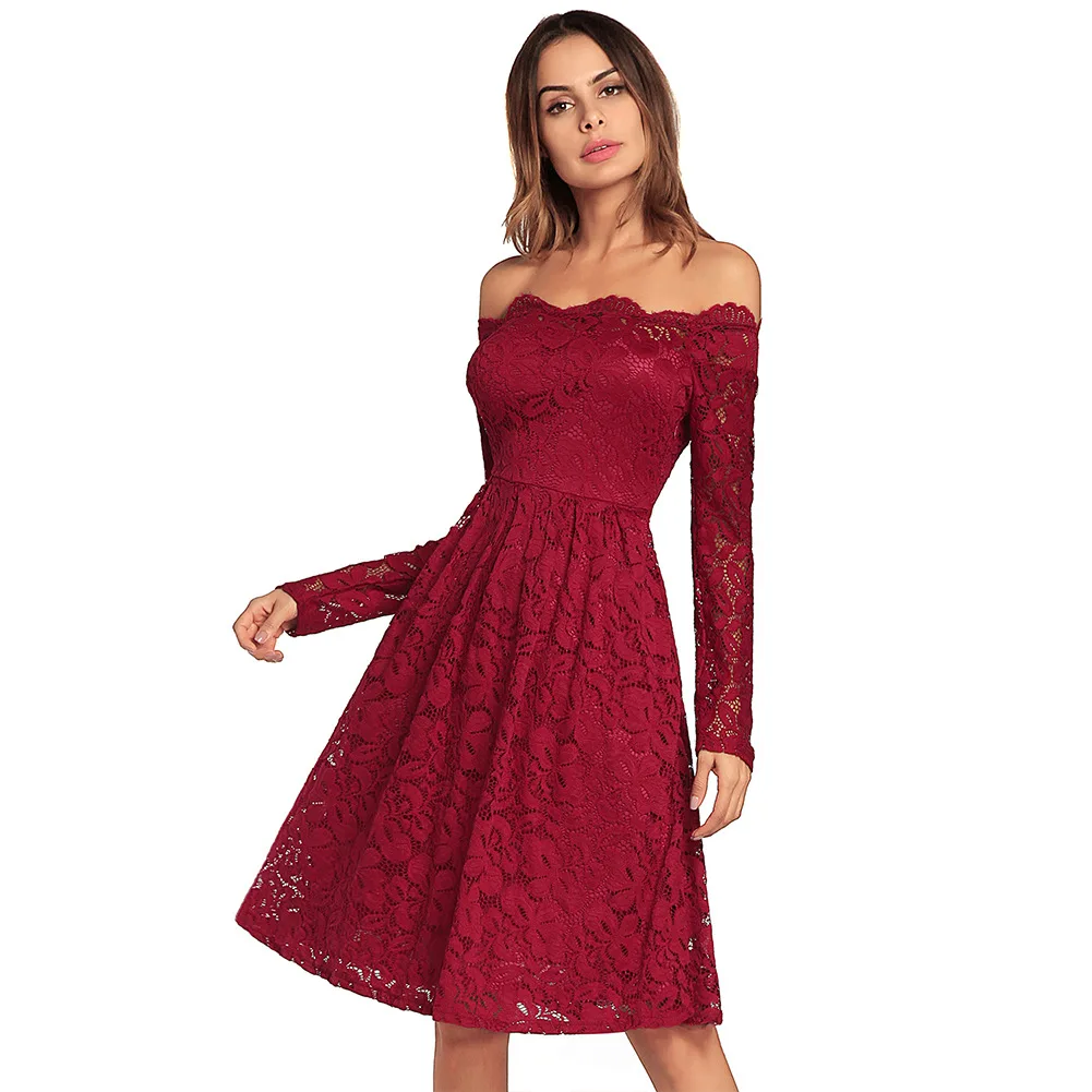 Однотонное трикотажное платье-свитер женское Хлопковое платье с длинным рукавом