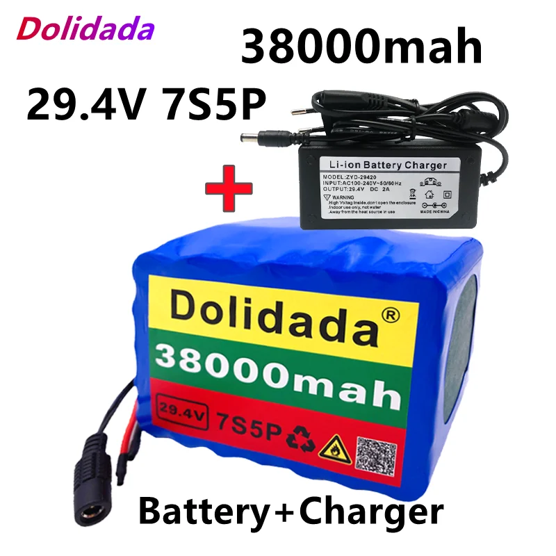 

NEW 100% high quality 7S5P 24V38Ah battery pack 500w 29.4V 38000mAh lithium ion battery for wheelchair electric bicycle +charger