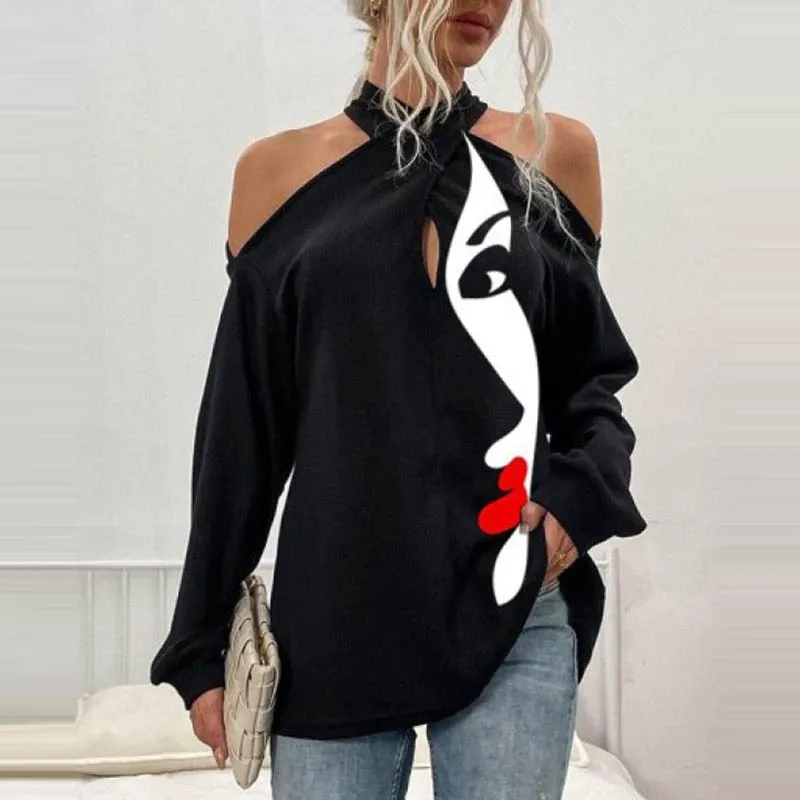 Пикантные футболки с открытыми плечами женские модные топы длинным рукавом и