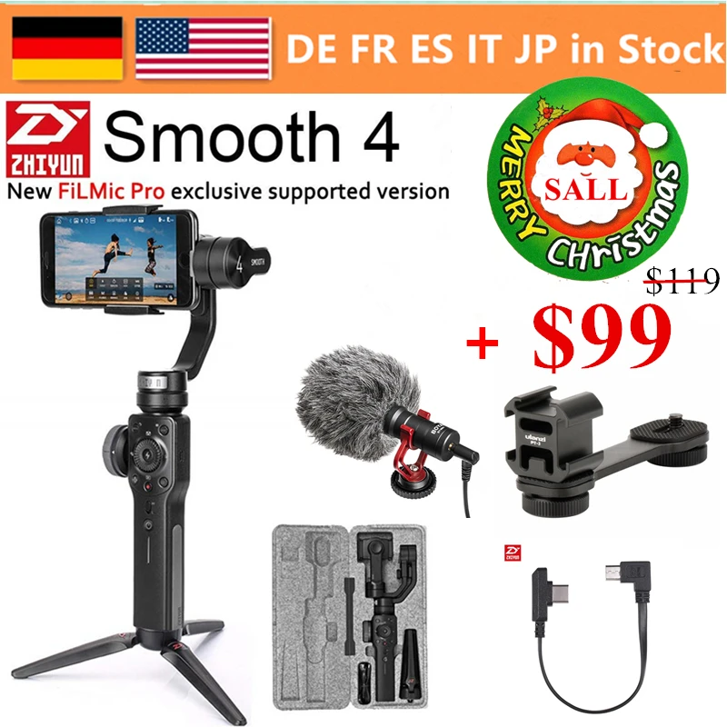 Zhiyun Smooth 4 Vlog 3-осевой портативный смартфон сотовый телефон видеокамеры Стабилизатор для iPhone XS Max XR X 8Plus 7P samsung S9 фотокамеры мгновенного действия 8 7 и экшн Камера