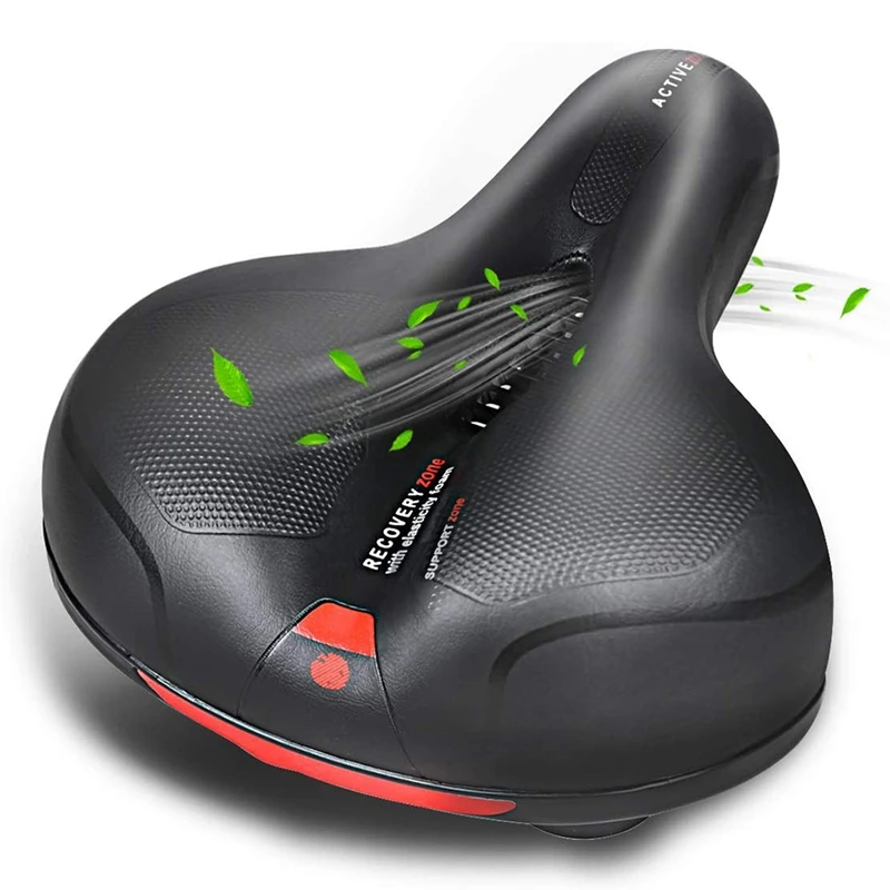 

Comfortable Bike Seat for Men and Women, Memory Foam Bicycle Seat Cushion for Outdoor Bikes with Reflective Strip
