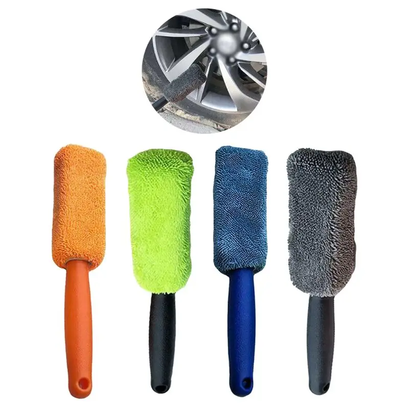

2022 New Car Microfiber Wheel Tire Tyre Rim Plastic Handle Brush Washing Cleaning Tools