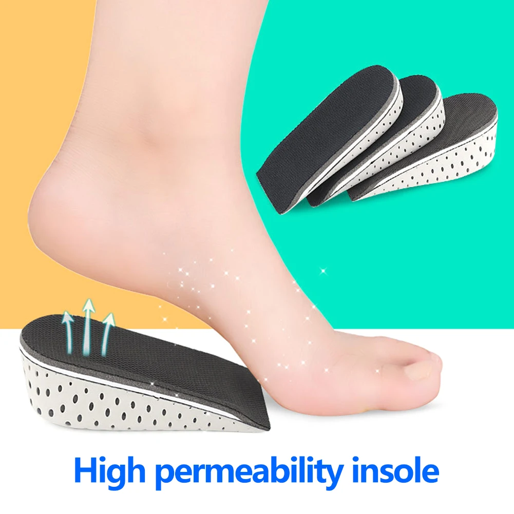 

1 pair Height Increase Breathable Half Insole Heighten Heel Insert Shoes Pad for Unisex For Heel Lift 2-4cm Height Increased