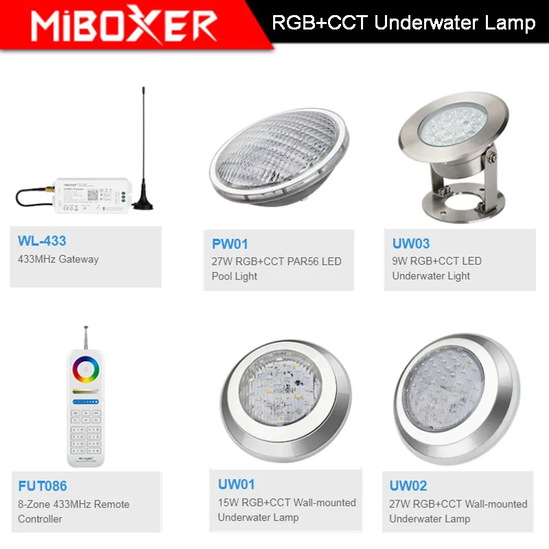 Miboxer AC12V/DC12 24V IP68 подводная 9 Вт/15 Вт/27 Вт RGB + CCT настенная лампа 27 PAR56 Светодиодная