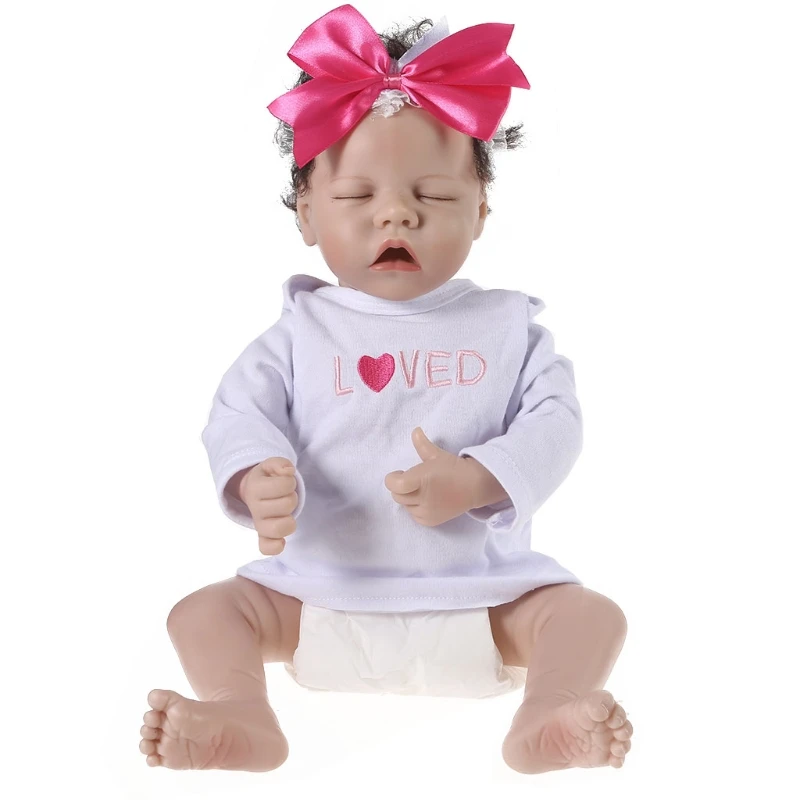 

Newborn Sleep Baby Bed Girl Doll Christmas Gift Vinyl Made Kids Birthday Gift