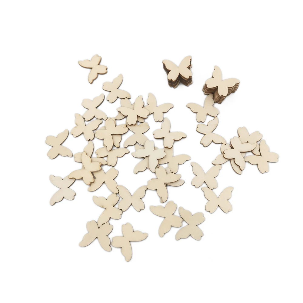 

50pcs 30mm Wooden Butterfly Pattern Scrapbooking Art Collection Craft for Handmade Accessory Sewing Home