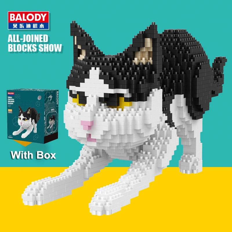 

Черная кошка Balody 16039, животное, персидская кошка, 3D модель «сделай сам», миниатюрные алмазные строительные блоки для сборки, детские игрушки ...