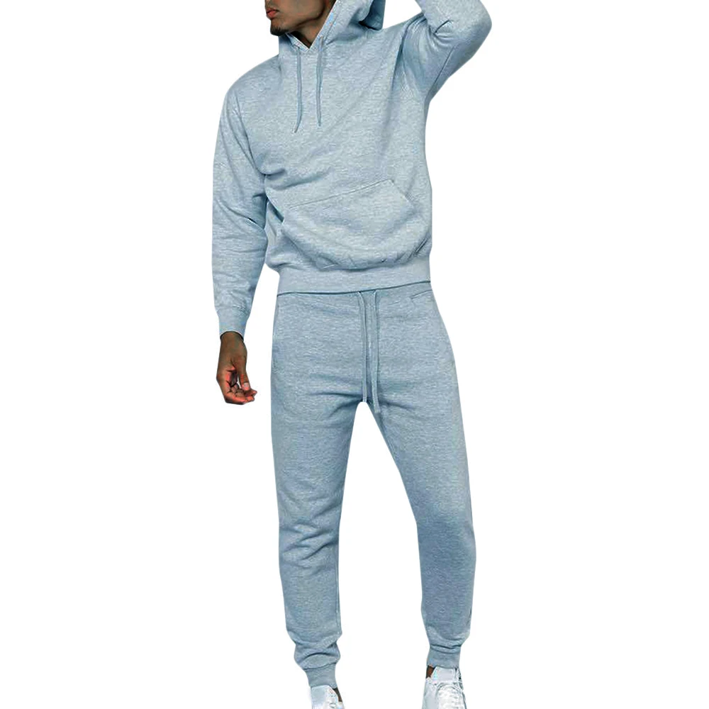 

Men Women Two Piece Set Pocket Long Sleeve Hoodie Sweatpant Couple Suit Autumn Winter Jogger Suit Loungewear Men Outfit Set