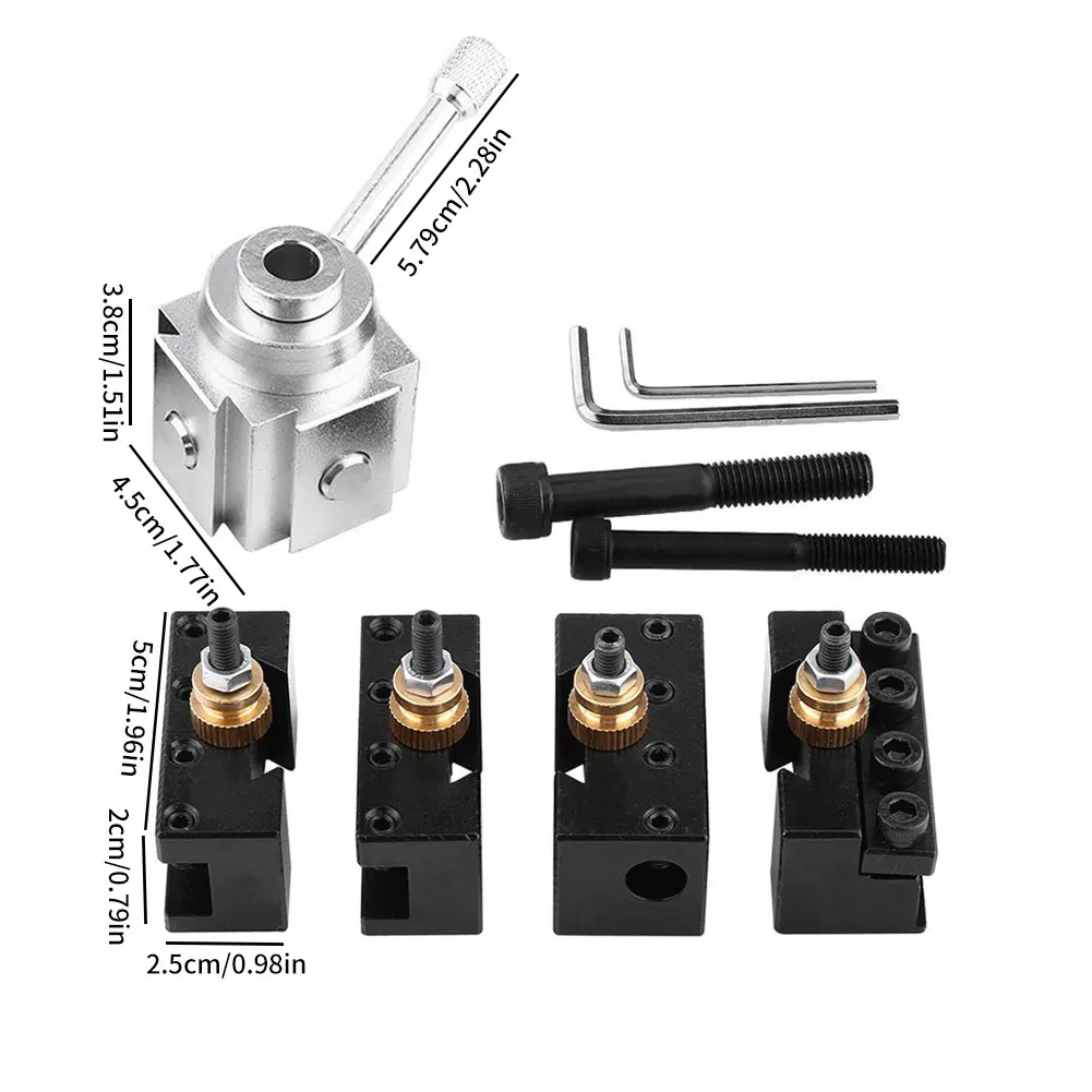 

Lathe TooL Post Holder Set Mini Aluminium Alloy CNC Turning Facing Knurling Holder Change TooL Post CNC Lathe Multiple Post