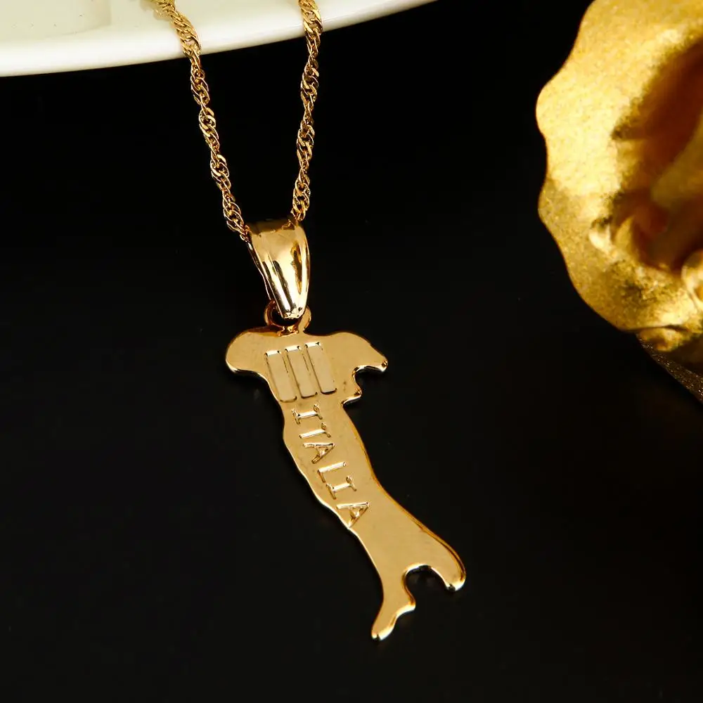 Карта Италии ожерелье с подвеской для женщин и девушек золото Цвет итальянская