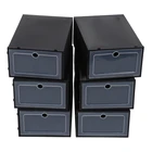 6 шт., прозрачная коробка для обуви, откидной дизайн, пластиковый чехол для хранения, органайзер, пылезащитный прозрачный пластиковый ящик для хранения обуви для дома, черный цвет