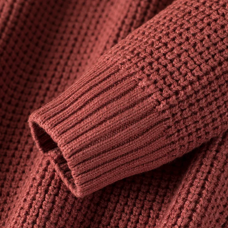 Простой тяжелый свитер в японском ретро стиле для мужчин модный оранжевый