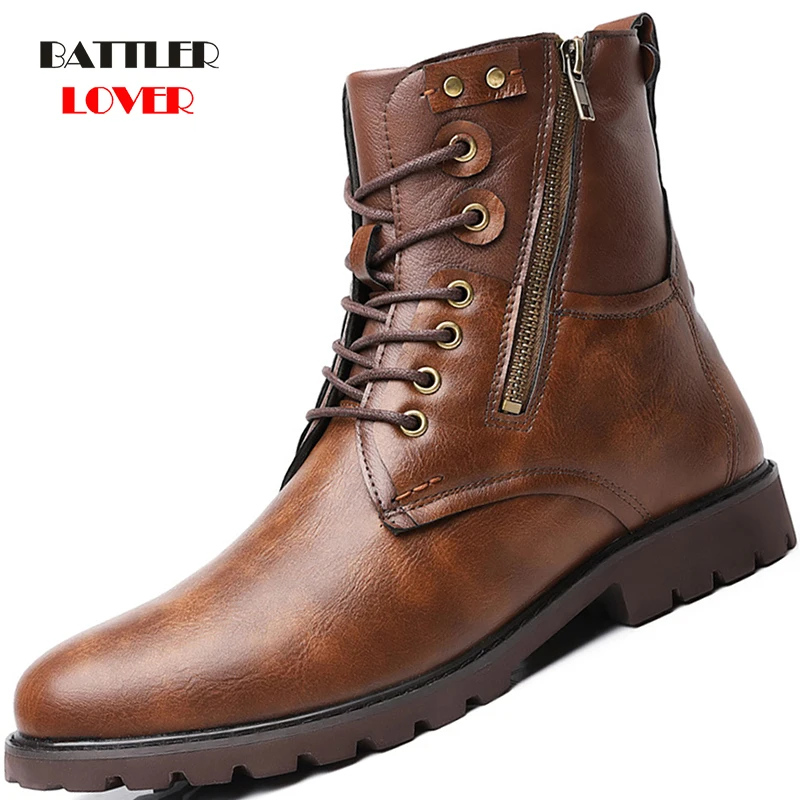 

Spring Men Retro Vintage Ankle Boots Classic Lace Up Casual Botas for Male High-top Botas Wear-resistant Zapatos Autumn Footwear