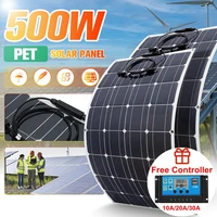 500W 250W 18V Solar Panel Outdoor Camping Car Battery Charger Home Power Supply Station Solar Panel System Kit Complete 18V PET