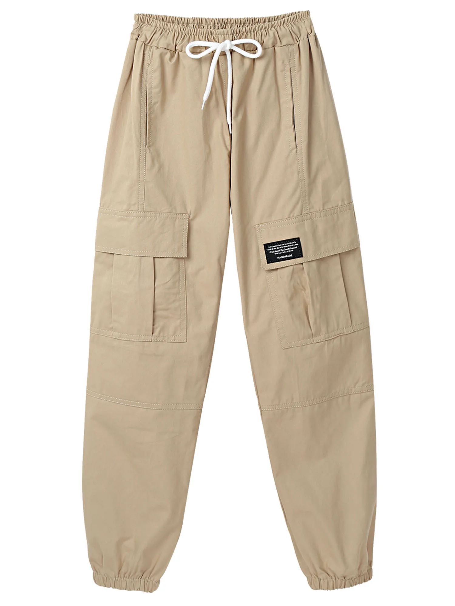 

Брюки-карго для мальчиков и девочек, хлопковые модные повседневные однотонные штаны с эластичным поясом и кулиской, штаны с 4 карманами спер...