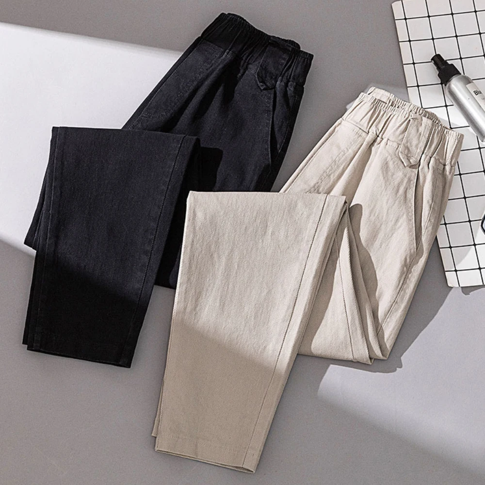 

Plus Size Women's Pants Simple Elastic High Waist Harem Pants Women Autumn Stacked Pants Loose Casual Ankle Length Trousers