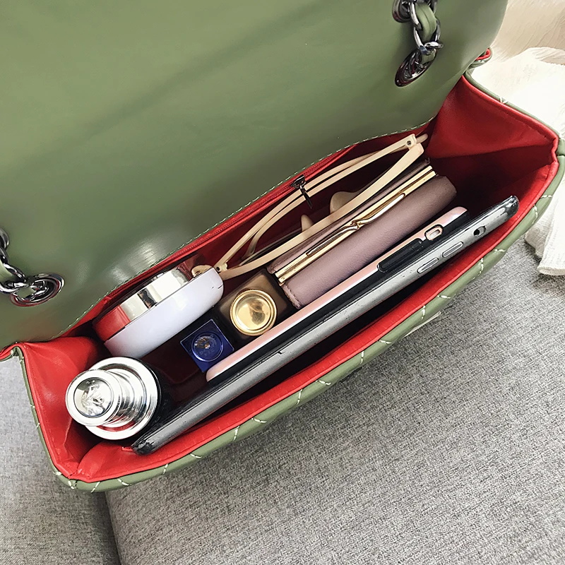 

Luxury Chain Shoulder Bag for Women Diamond Lattice PU Flap Bag with Lock Trend Lady Leather Handbag Casual Female Diagonal Bags