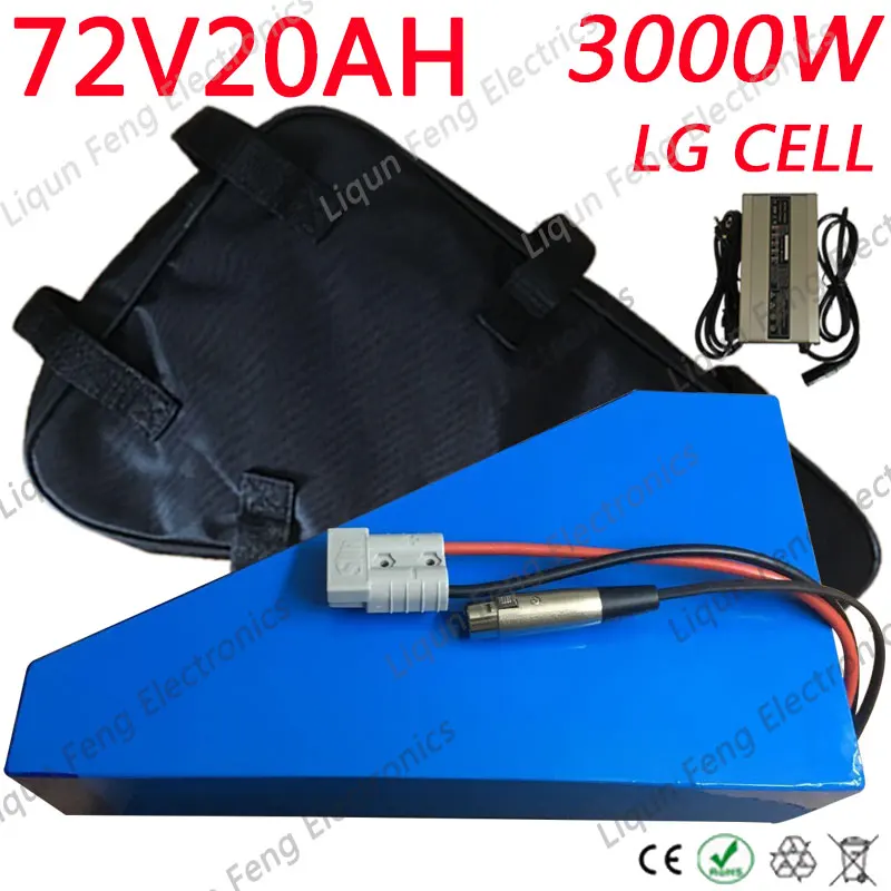 72 в треугольный аккумулятор 20 Ач литий ионный 3000 Вт Аккумулятор для