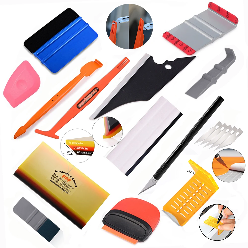 

FOSHIO Vinyl Carbon Fiber Scraper Tool Kit Window Household Cleaner Tint Magnet Stick Squeegee Cutter Car Styling Accessories