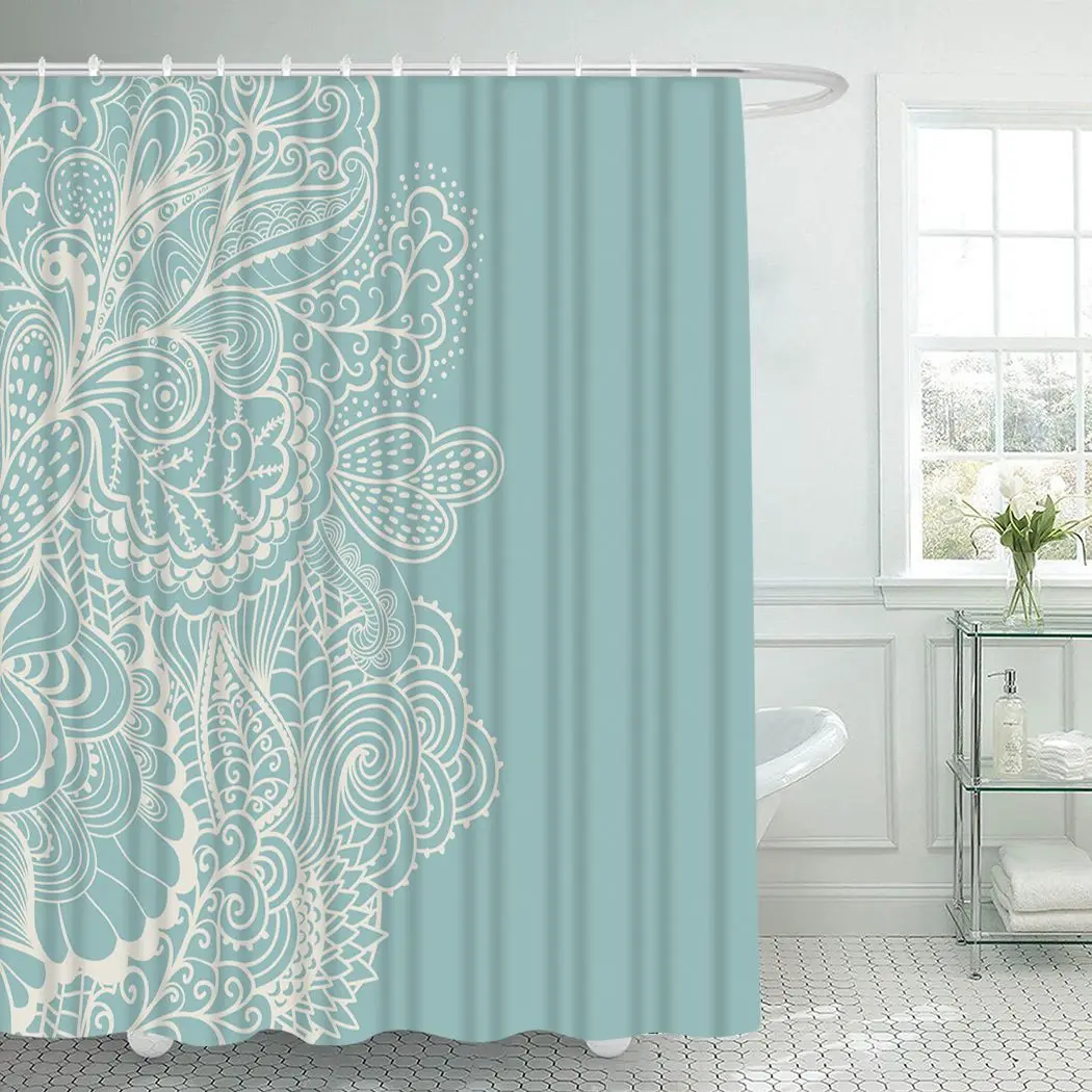 Занавеска для душа с узором пейсли и крючками абстрактный водонепроницаемый