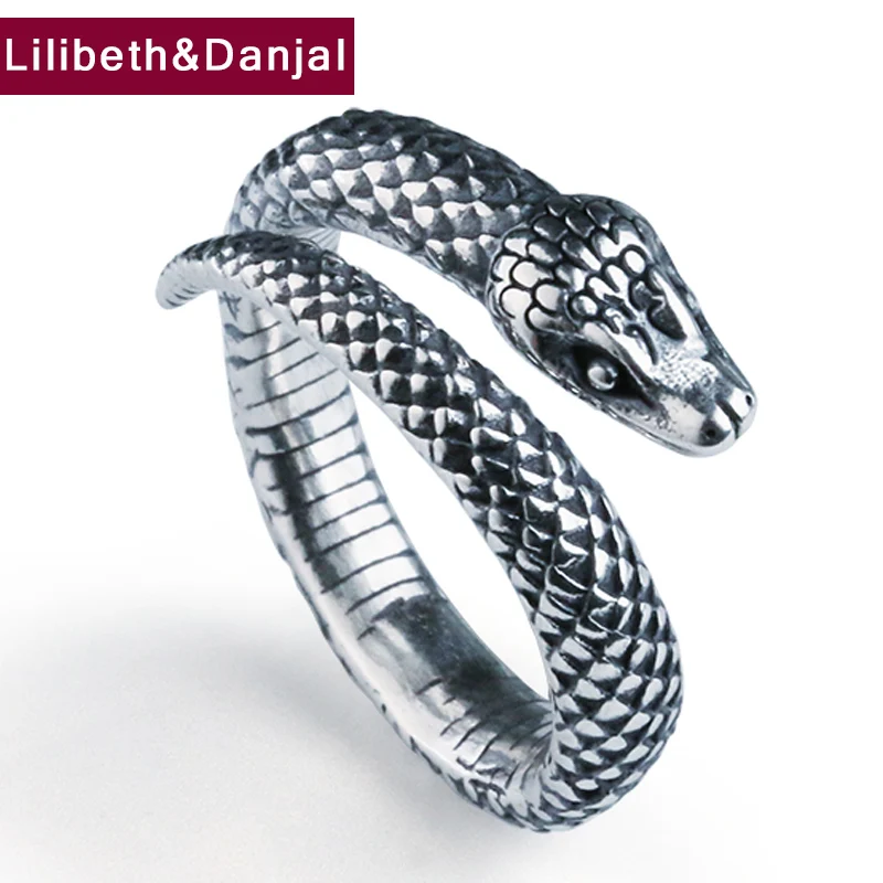 

Женское и мужское кольцо со змеиным плетением, регулируемое обручальное кольцо из серебра 100% пробы в стиле панк-рок, 925