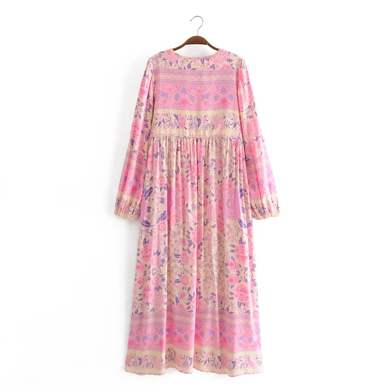 Винтажное шикарное Женское Платье макси с длинным рукавом галстуком-бабочкой