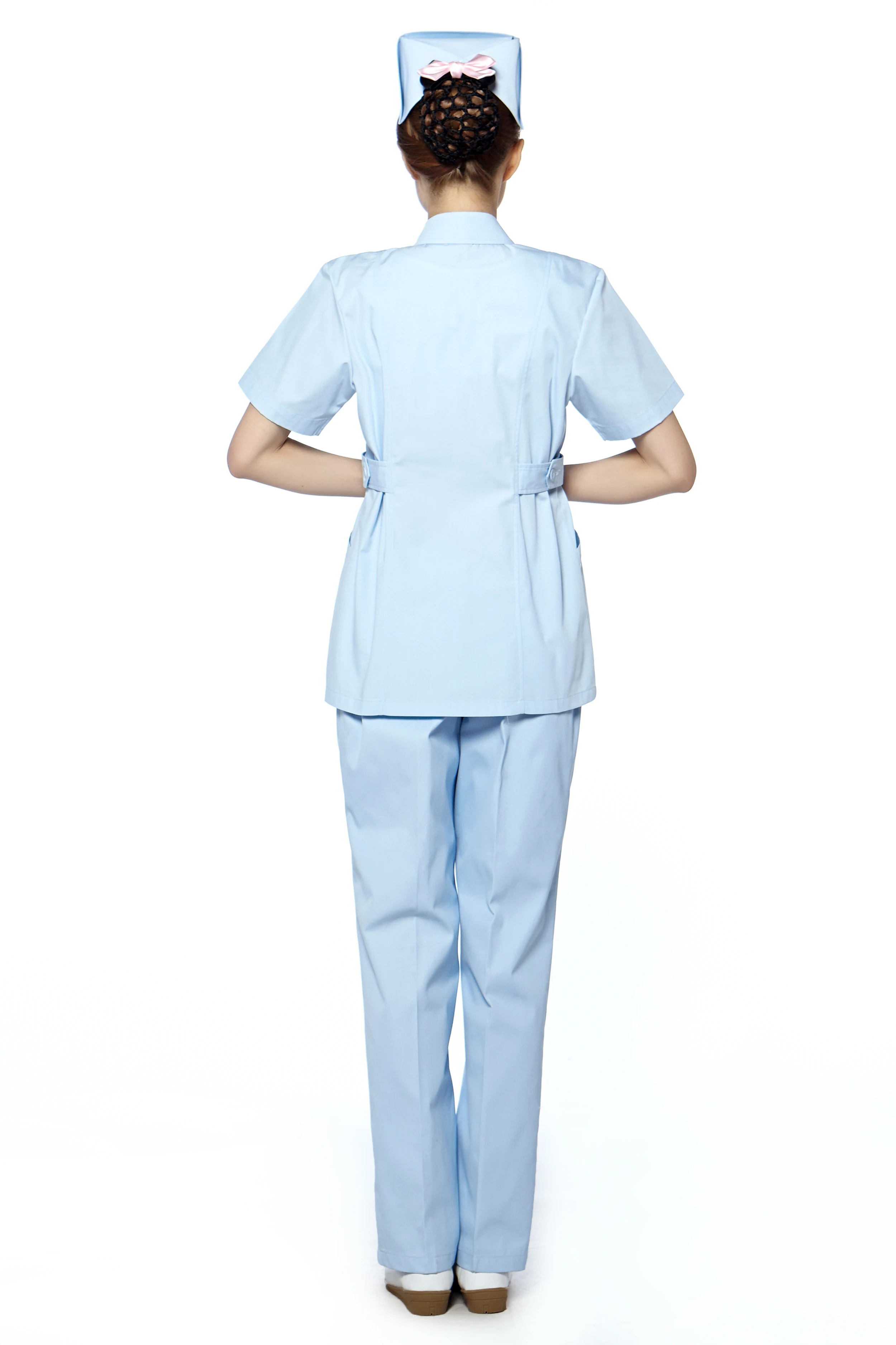 Синяя Униформа медсестры набор Туника брюки с коротким рукавом рабочая одежда