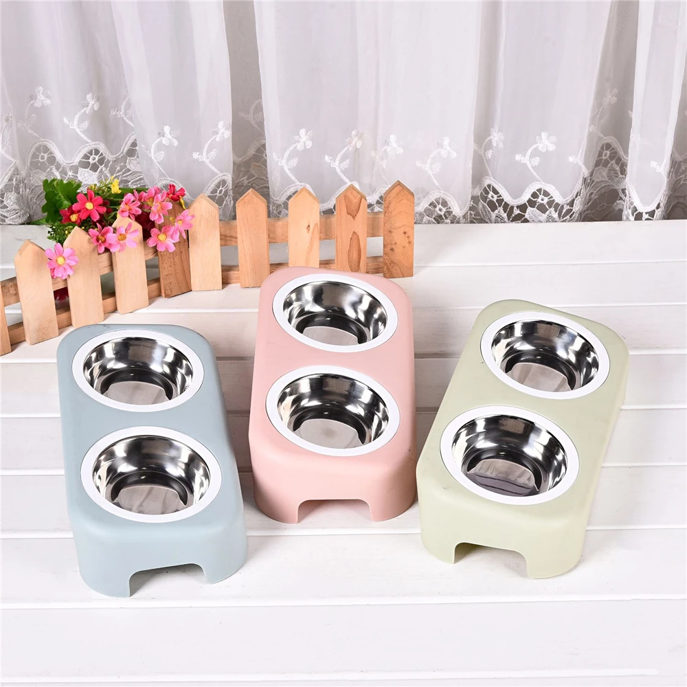 Нескользящая двойная миска для домашнего животного собака Бытовая Пищевая чаша