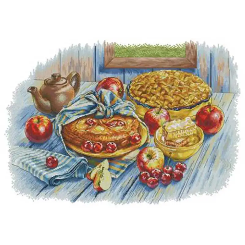

Шаблоны для вышивки крестиком Apple Cherry Pie 11CT 14CT 18CT китайские наборы для вышивки крестиком DIY наборы для вышивки