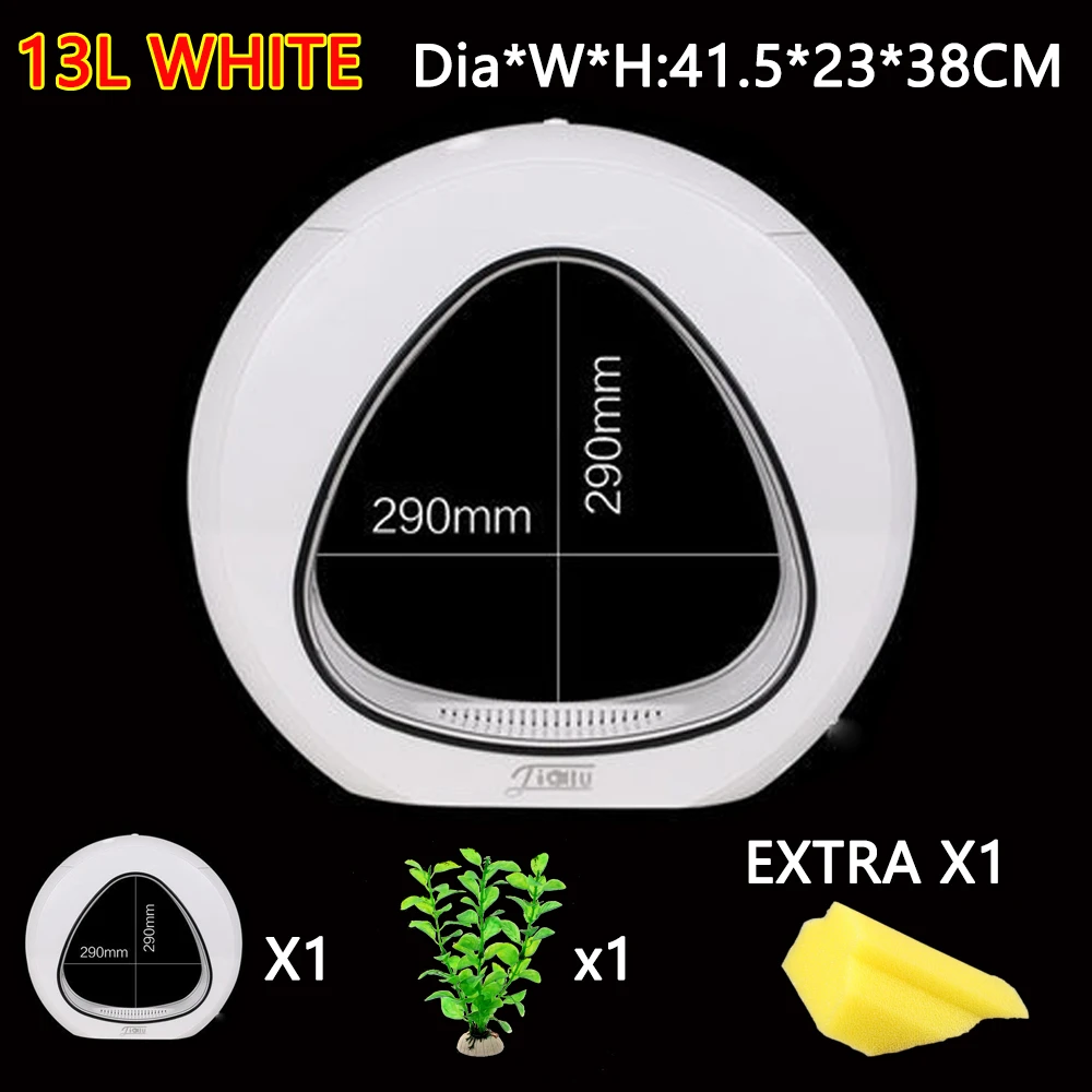 13L White 4L 6L 13L экологии аквариума интеграции фильтр светодиодный светильник Системы Mini Nano бак офисный Настольный аквариум 110 V-240 V - Цвет: 13L White