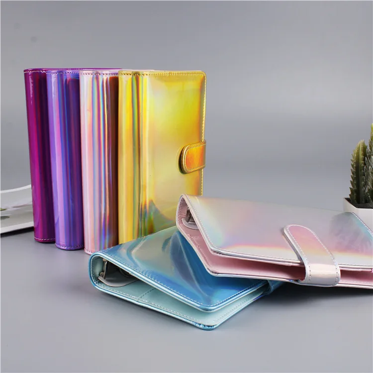 

A6 Pu Leather Notebook Binder Cover 12pcs Binder Pockets 6-ring Binder Loose Leaf Zipper Bags 30pcs Self-adhesive Label Sticker