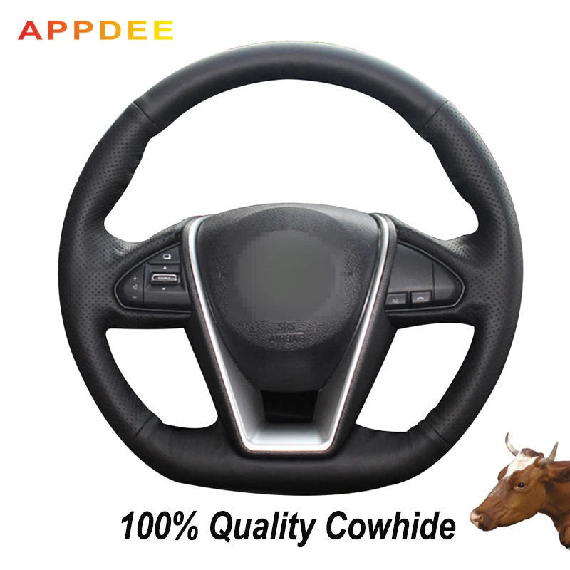 Сшитая вручную черная накладка на руль из натуральной кожи для Nissan Lannia 2015 Maxima 2016 -
