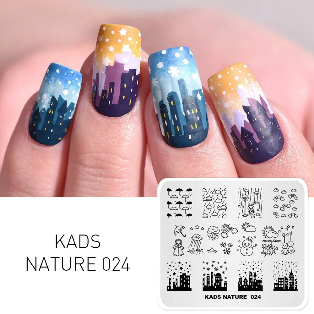 NA024 KADS, серия "природа", различные дизайнерские пластины для стемпинга ногтей, бабочки, горный диапазон, шаблоны, сделай сам, изображение, маникюрный набор тарелок - Цвет: NA024