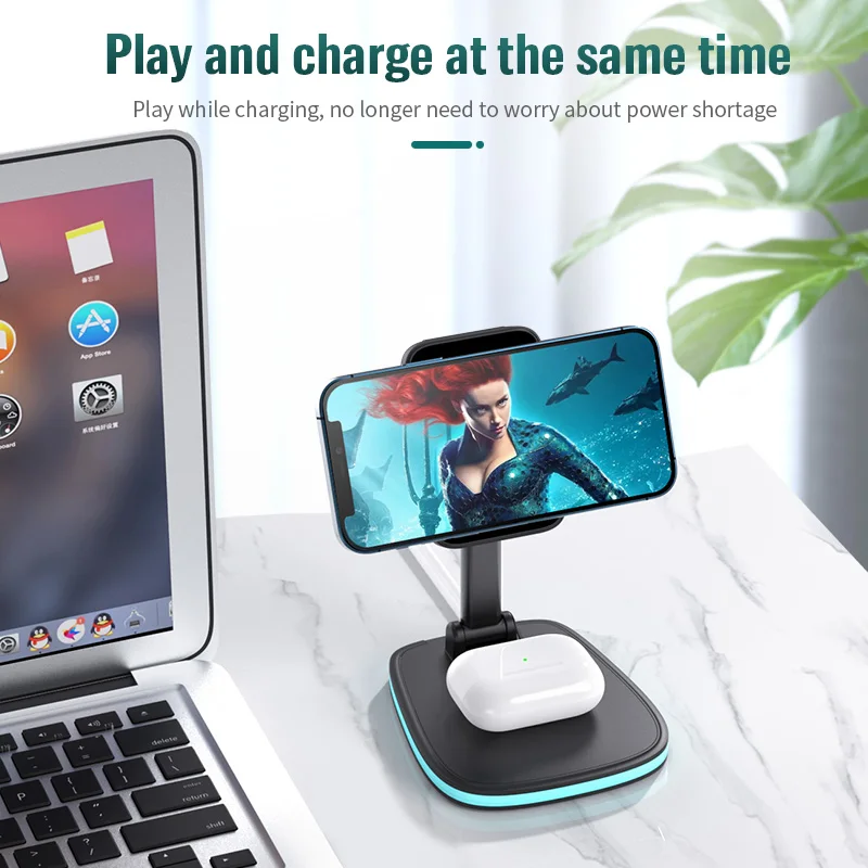 

3in1 Folding Wireless Charger 15W Fast Charge Multi-purpose Applicable Watch Headphone Apple Mobile Phone Wireless Charger